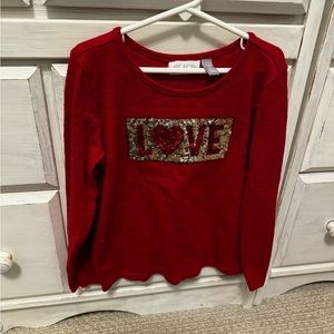 Valentine’s Day girls red long sleeved shirt size 7 size 8
